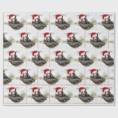 Grizzly Bär mit dem Weihnachtsmann-Hut Geschenkpapier (Flach)