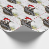 Grizzly Bär mit dem Weihnachtsmann-Hut Geschenkpapier (Ecke)