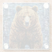 🐻 Grizzly Bär Natur Glas Trinkuntersetzer Glasuntersetzer (Rückseite)