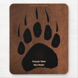 Grizzly-Bär Pawprint auf Imitat ledernes Mousepad
