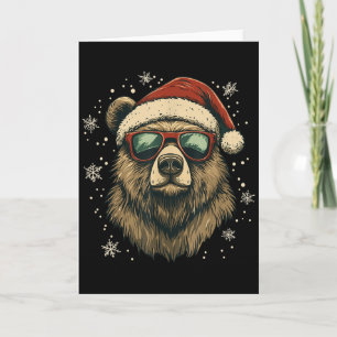 Grizzly-Bär-Santa-Hut Lustig Niedlich Tierliebhabe Karte