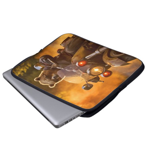 Grizzly Bär Tierfreude Reiten Laptopschutzhülle (Vorne Knopf)