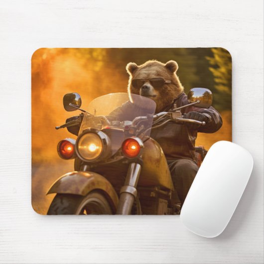 Grizzly Bär Tierfreude Reiten Mousepad (Mit Mouse)