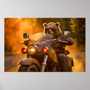 Grizzly Bär Tierfreude Reiten Poster