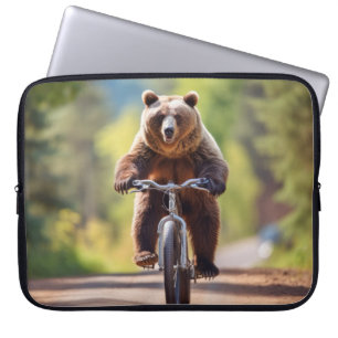 Grizzly Bär Tierfreund Radsport Rad Happy Relax Laptopschutzhülle