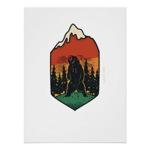 Grizzly-Bär-Wandkunst   Rustikale Wildnis-Dekorati Poster