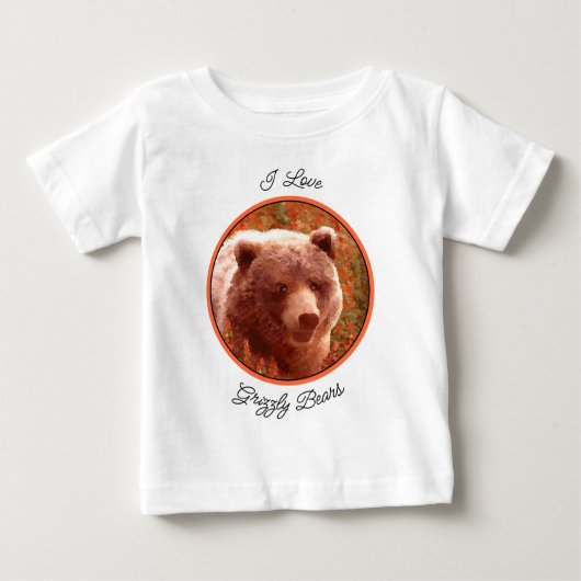 Grizzly Bären Cub in Fireweed Painting Wildlife Ar Baby T-shirt (Vorderseite)