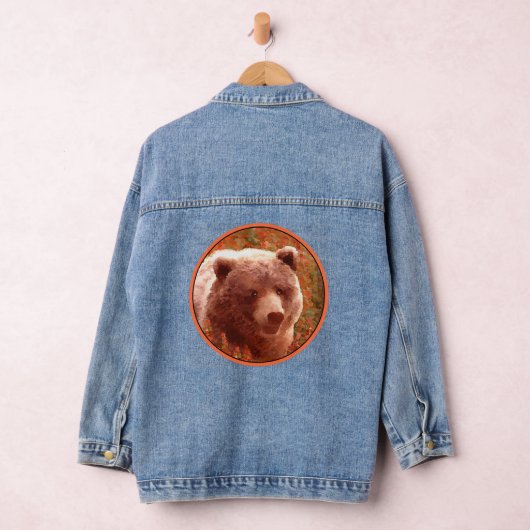 Grizzly Bären Cub in Fireweed Painting Wildlife Ar Jeansjacke (Hangar)