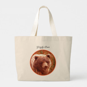 Grizzly Bären Cub in Fireweed Painting Wildlife Ar Jumbo Stoffbeutel