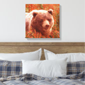 Grizzly Bären Cub in Fireweed Painting Wildlife Ar Leinwanddruck (Insitu (Schlafzimmer))