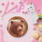 Grizzly Bären Cub in Fireweed Painting Wildlife Ar Pappteller (Party)