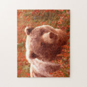 Grizzly Bären Cub in Fireweed Painting Wildlife Ar Puzzle (Vertikal)