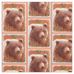 Grizzly Bären Cub in Fireweed Painting Wildlife Ar Stoff