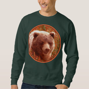 Grizzly Bären Cub in Fireweed Painting Wildlife Ar Sweatshirt