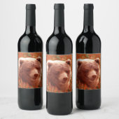 Grizzly Bären Cub in Fireweed Painting Wildlife Ar Weinetikett (Flaschen)