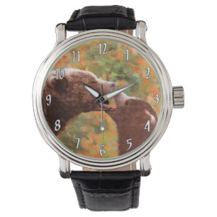 Grizzly Bären Mama und Cub Painting Art Armbanduhr