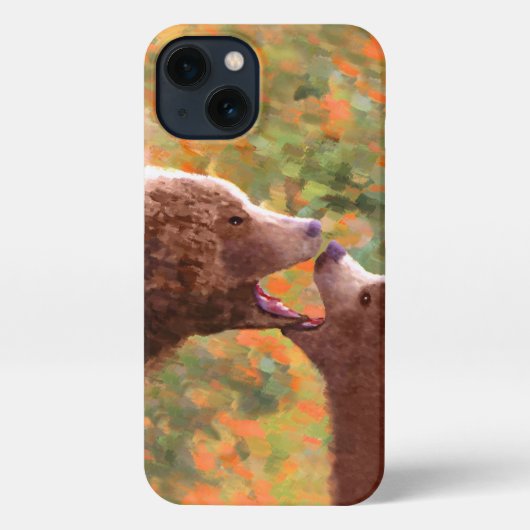 Grizzly Bären Mama und Cub Painting Art iPhone Hülle (Rückseite)