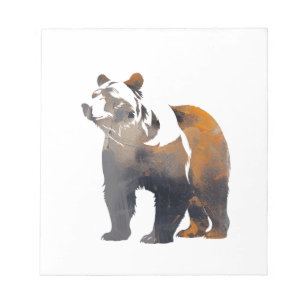 Grizzly Bären Wildlife Nature Silhouette Style Notizblock