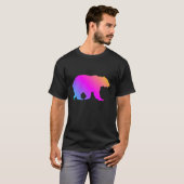 Grizzly-Bärn-Silhouette-bunte Pastelle T-Shirt (Vorne ganz)