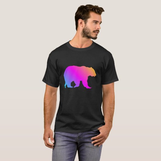 Grizzly-Bärn-Silhouette-bunte Pastelle T-Shirt (Vorne ganz)