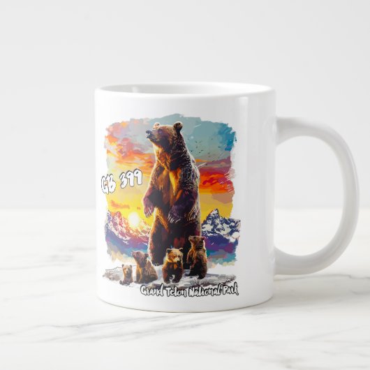Grizzly Bear 399 4 Cubs Grand Teton Nationalpark Jumbo-Tasse (Rechts)