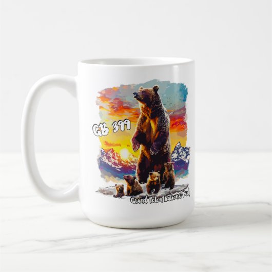 Grizzly Bear 399 4 Cubs Grand Teton Nationalpark Kaffeetasse (Links)