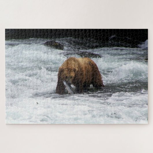 Grizzly Bear Alaska Lachs Angeln Puzzle (Horizontal)