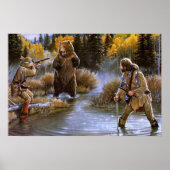 Grizzly Bear attackiert Frontiersmen Wildnis Poster (Vorne)