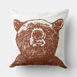 GRIZZLY BEAR Christmas Brown Vintag Throw Kissen