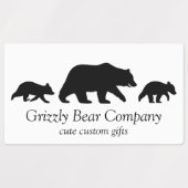 Grizzly Bear Family Silhouettes Custom Etiketten (Design 2)