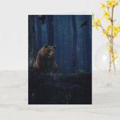 GRIZZLY BEAR FIREFLIS FANTASY BIRTHDAY CARD KARTE (Gelbe Blume)