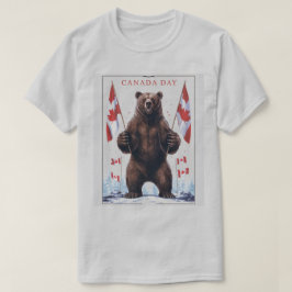 Grizzly Bear Holding kanadische Fahnen T-Shirt
