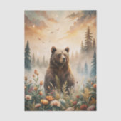 Grizzly Bear in a Forest Meadow with Flowers Seidenpapier (Vorderseite)