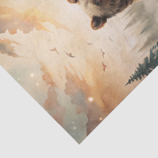 Grizzly Bear in a Forest Meadow with Flowers Seidenpapier (Ausschnitt)