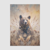 Grizzly Bear in Meadow Grass in Neutral Shades Seidenpapier (Vorderseite)