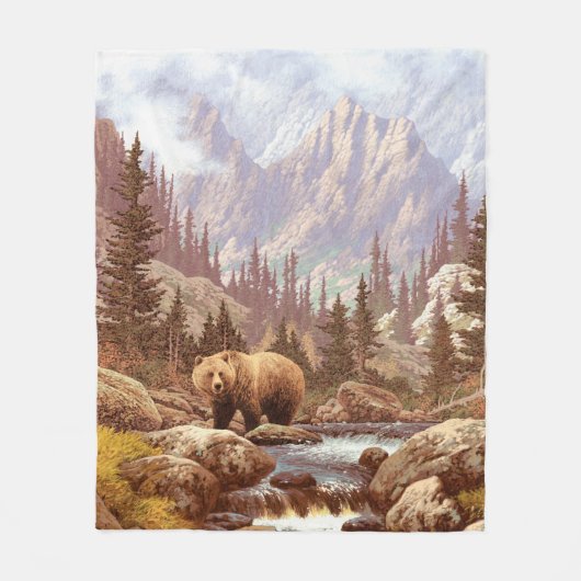 Grizzly Bear in the Rocky Mountains / AF-006bear,g Fleecedecke (Vorderseite)
