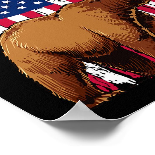 Grizzly Bear liebt amerikanische Flagge Poster (Ecke)