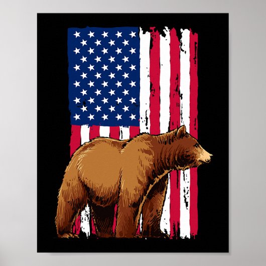 Grizzly Bear liebt amerikanische Flagge Poster (Vorne)
