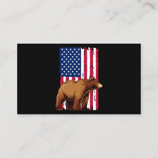 Grizzly Bear liebt amerikanische Flagge Visitenkarte (Rückseite)