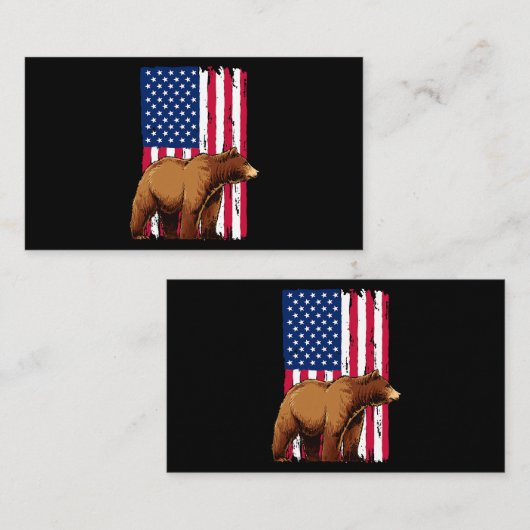 Grizzly Bear liebt amerikanische Flagge Visitenkarte (Vorne/Hinten)
