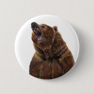 Grizzly Bear - Malerei in Acrylfarben Button