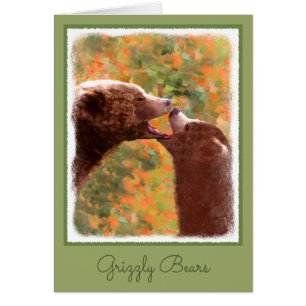 Grizzly Bear Mama and Cub Painting - Wildlife Art