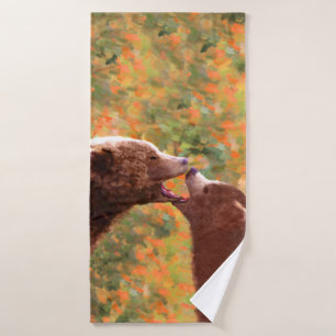 Grizzly Bear Mama and Cub Painting - Wildlife Art Badhandtuch Set