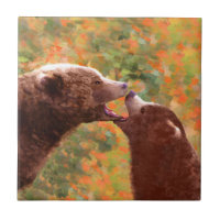 Grizzly Bear Mama and Cub Painting - Wildlife Art