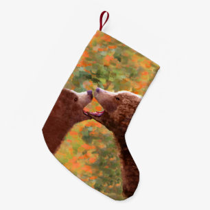 Grizzly Bear Mama and Cub Painting - Wildlife Art Kleiner Weihnachtsstrumpf