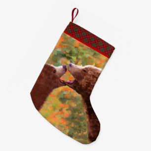Grizzly Bear Mama and Cub Painting - Wildlife Art Kleiner Weihnachtsstrumpf