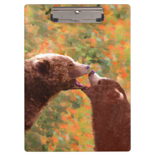 Grizzly Bear Mama and Cub Painting - Wildlife Art Klemmbrett