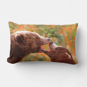 Grizzly Bear Mama and Cub Painting - Wildlife Art Lendenkissen