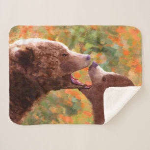 Grizzly Bear Mama and Cub Painting - Wildlife Art Sherpadecke