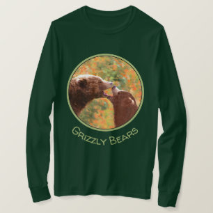 Grizzly Bear Mama and Cub Painting - Wildlife Art T-Shirt